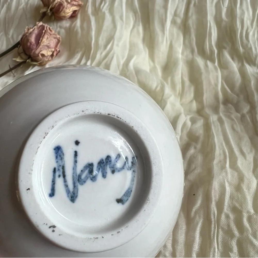 Vintage Hand Turned Creamer & Sugar Bowl Pottery Set